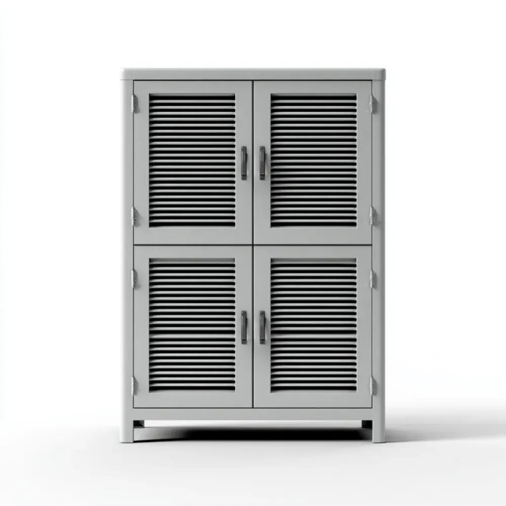 Storage Cabinet – Metal 80x40x100 cm – Gray – Louvered Doors