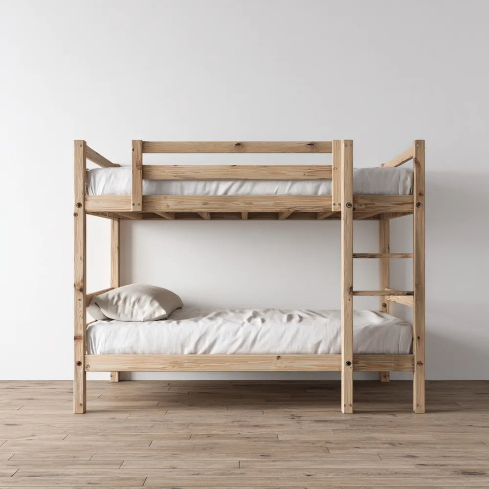 Bunk Bed Solid Wood Natural Finish Space-Saving Design 200x100x150 cm