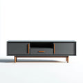 TV Stand with Storage 160x40x50 cm - Dark Grey - Wood and Metal - Mid-Century Modern