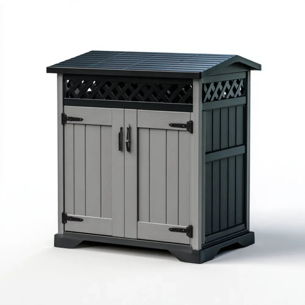 Outdoor Storage Cabinet Weatherproof Resin 80x45x95 cm - Gray/Black