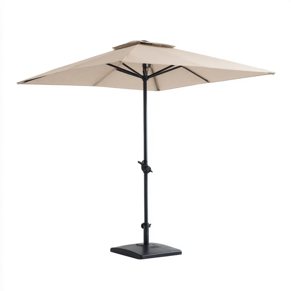 Outdoor Patio Umbrella 2.5m x 2.5m x 2.4m Polyester Canopy – Beige – Adjustable
