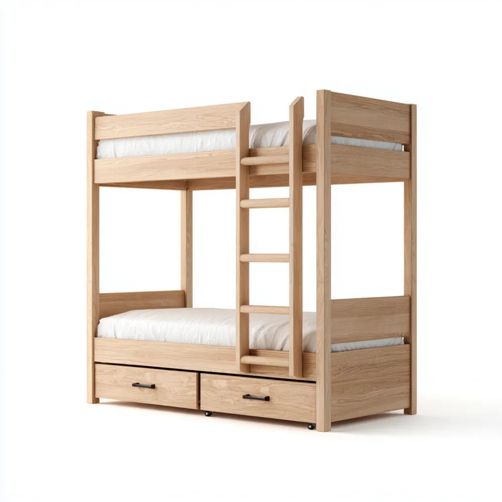Bunk Bed Solid Wood 200x100x160 cm - Natural Finish - Modern Design